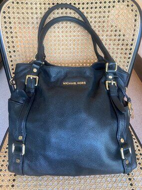 Michael Kors Black Pebbled Leather Satchel